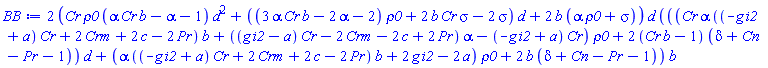 2*(Cr*rho0*(Cr*alpha*b-alpha-1)*d^2+((3*Cr*alpha*b-2*alpha-2)*rho0+2*b*Cr*sigma-2*sigma)*d+2*b*(alpha*rho0+sigma))*d*(((Cr*alpha*((-g*i2+a)*Cr+2*Crm+2*c-2*Pr)*b+((g*i2-a)*Cr-2*Crm-2*c+2*Pr)*alpha-(-g*i2+a)*Cr)*rho0+2*(Cr*b-1)*(delta+Cn-Pr-1))*d+(alpha*((-g*i2+a)*Cr+2*Crm+2*c-2*Pr)*b+2*g*i2-2*a)*rho0+2*b*(delta+Cn-Pr-1))*b