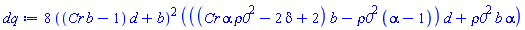 8*((Cr*b-1)*d+b)^2*(((Cr*alpha*rho0^2-2*delta+2)*b-rho0^2*(alpha-1))*d+rho0^2*b*alpha)