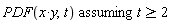 `assuming`([PDF(x*y, t)], [t >= 2])