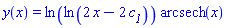 y(x) = ln(ln(2*x-2*c__1))*arcsech(x)
