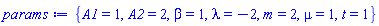 {A1 = 1, A2 = 2, beta = 1, lambda = -2, m = 2, mu = 1, t = 1}