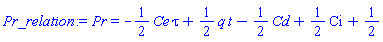 Pr = -(1/2)*Ce*tau+(1/2)*q*t-(1/2)*Cd+(1/2)*Ci+1/2