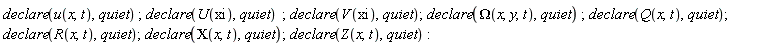 declare(u(x, t), quiet); declare(U(xi), quiet); declare(V(xi), quiet); declare(Omega(x, y, t), quiet); declare(Q(x, t), quiet); declare(R(x, t), quiet); declare(CHI(x, t), quiet); declare(Z(x, t), quiet)