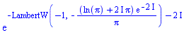 exp(-LambertW(-1, -(ln(Pi)+(2*I)*Pi)*exp(-2*I)/Pi)-2*I)