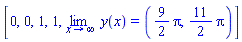 [0, 0, 1, 1, limit(y(x), x = infinity) = ((9/2)*Pi, (11/2)*Pi)]