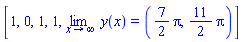 [1, 0, 1, 1, limit(y(x), x = infinity) = ((7/2)*Pi, (11/2)*Pi)]