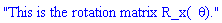 "This is the rotation matrix R_x(&theta;)."