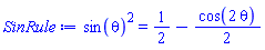 sin(theta)^2 = 1/2-(1/2)*cos(2*theta)