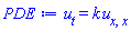 diff(u(x, t), t) = k*(diff(diff(u(x, t), x), x))